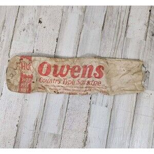 Vintage Owens Country Type HOT Sausage Advertising Cloth Bag Richardson Texas